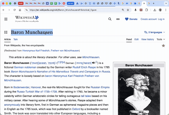 Context menu quick play